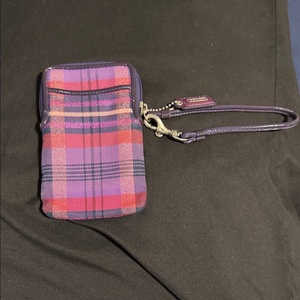 Coach Purple and Pink Plaid Backpack - Picture 10 of 12